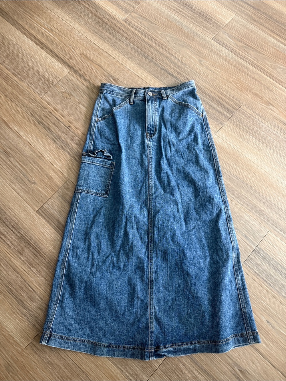 RARE Brandy Melville Pacsun John Galt Denim High-Waist A-Line Maxi Skirt Blue